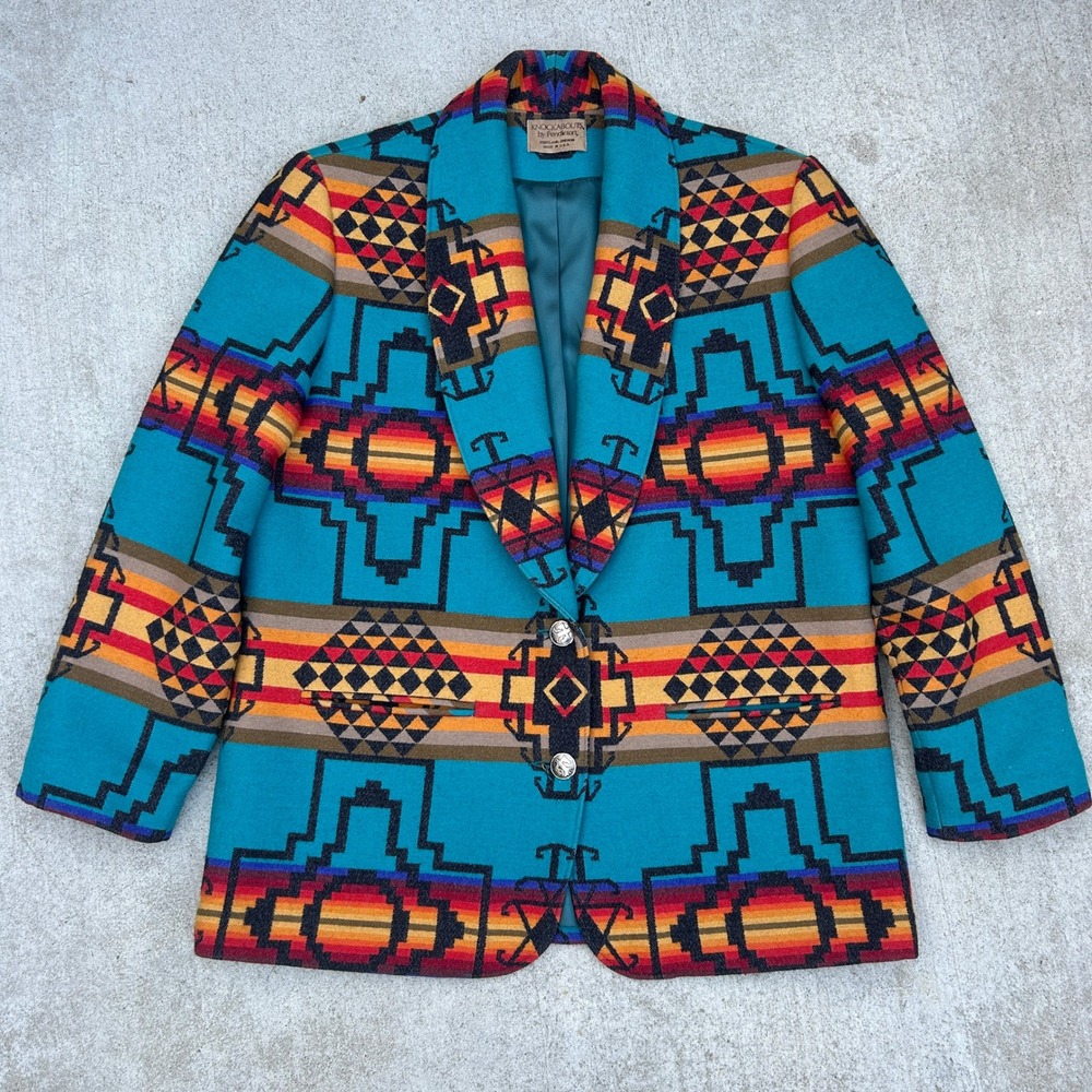 Pendleton Vintage Southwestern Wool Blazer Turquoise Geometric Aztec Jacket